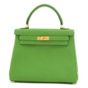 Pre-owned Leather handbags Hermès Vintage , Green , Dames