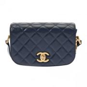 Pre-owned Leather chanel-bags Chanel Vintage , Blue , Dames