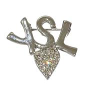 Pre-owned Metal brooches Yves Saint Laurent Vintage , Gray , Dames