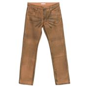 Ecru Gewaxt Olie Vlek Worker Jeans Helmut Lang , Orange , Heren