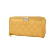 Pre-owned Leather wallets Chanel Vintage , Beige , Dames