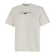 Wit Katoenen T-shirt met Geborduurd Logo Lacoste , White , Heren