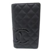 Pre-owned Leather wallets Chanel Vintage , Black , Dames