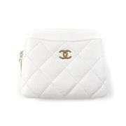 Pre-owned Leather wallets Chanel Vintage , White , Dames