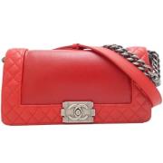 Pre-owned Leather crossbody-bags Chanel Vintage , Red , Dames