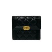 Pre-owned Leather wallets Chanel Vintage , Black , Dames