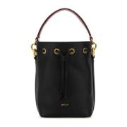 Kleine Code Bucket Tas van Zwart Leer Bally , Black , Dames