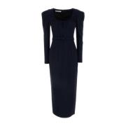 Navy Blue Wollen Jurk Alessandra Rich , Blue , Dames