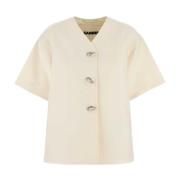 Elegant Ivory Cotton Jacket Jil Sander , Beige , Dames