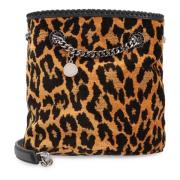 Luipaardprint Bucket Tas met Ketting Stella McCartney , Brown , Dames