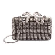 Kristal Strik Clutch Tas Zilver Self Portrait , Gray , Dames