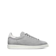 Lichtgrijze Nubuck Leren Sneakers Brunello Cucinelli , Gray , Heren