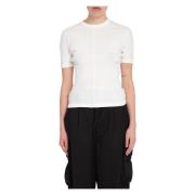 Off White Aansluitend T-shirt met Korte Mouwen Y-3 , White , Dames