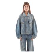 Oil Wash Denim Jacket Haikure , Blue , Dames