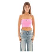 Metal Gebreide Top in M-Clarksvillex Stijl Diesel , Pink , Dames