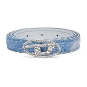 Strass Denim Riem met Strass Diesel , Blue , Dames