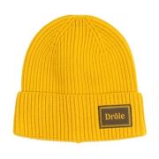 Gebreide Beanie Muts met Omslag Drole de Monsieur , Yellow , Heren