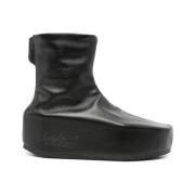 Gestructureerde Leren Sleehak Schoenen Y-3 , Black , Heren