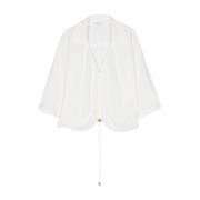 Witte Gerimpelde Crop Shirt Patrizia Pepe , White , Dames