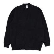 Zwarte Boucle Oversized Cardigan met Swoosh Nike , Black , Dames