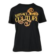 Katoenen T-shirt met Stijlvol Ontwerp Versace Jeans Couture , Black , ...