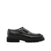 Dubbele gesp leren schoenen Doucal's , Black , Heren