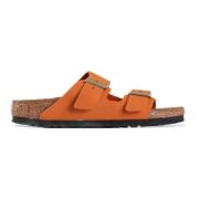 Arizona Oranje Nubuck Sandalen Birkenstock , Orange , Dames