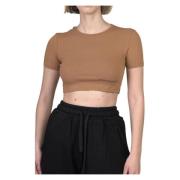 Ribgebreide Crop Top in Hazelnoot Hinnominate , Brown , Dames