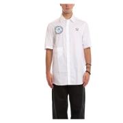 Patch Korte Mouwen Shirt in Wit Fred Perry , White , Heren