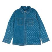 Denim Moon Laser Overshirt Marine Serre , Blue , Heren