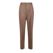 Wollen Blend Broek Made in Italy Saulina , Brown , Dames