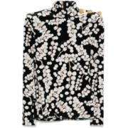 Grape Printed High-Neck Velvet Top Balmain , Black , Dames