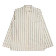 Needle Stripes Overhemd met Lange Mouwen Tekla , Beige , Dames