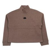 Bruine Mock Neck Sweatshirt Patch Logo The North Face , Brown , Dames