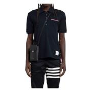 Navyblauwe Mercerized Piqué Polo Shirt Thom Browne , Blue , Heren