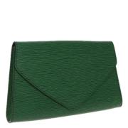 Pre-owned Leather clutches Louis Vuitton Vintage , Green , Dames