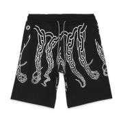 Casual Shorts Octopus , Black , Heren