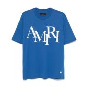 Staggered Logo Tee Shirt Amiri , Blue , Heren