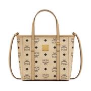 Aren Shopper met rits in Visetos MCM , Beige , Dames