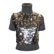 Korte mouw wollen top met pailletten Jucca , Gray , Dames