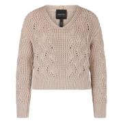 Grob Gebreide Pullover met V-Hals Marc Cain , Beige , Dames