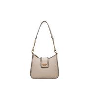 Ivoor Schoudertas met Gouden Logo Guess , Beige , Dames