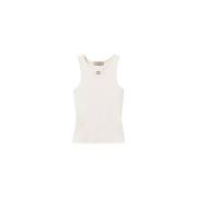 Geribbelde aansluitende top met ovale halslijn Twinset , White , Dames