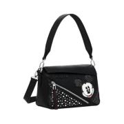 Gestructureerde Polyurethaan Handtas Desigual , Black , Dames