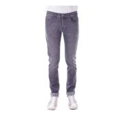 Skinny Logo Broek met Knoopsluiting Dondup , Gray , Heren