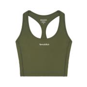 Logo Sports Cropped Tank in Mos/Wit Sporty & Rich , Green , Dames