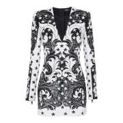 Geborduurde Paisley en Ster Korte Jurk Balmain , Multicolor , Dames