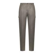 Grijze Wollen Broek met Zakken Tagliatore , Gray , Heren