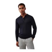 Donkerblauw poloshirt lange mouw Cavallaro , Blue , Heren