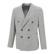 Luxe Wol Zijde Kasjmier Blazer Peserico , Gray , Heren